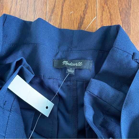 Madewell Navy High Waisted Paper Bag Pants Size 2 - Picture 4 of 6